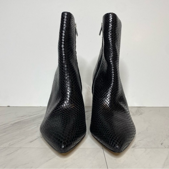 Marc Fisher Ulani Black Snake Print Leather Pointy Toe Bootie 11M - Picture 2 of 14